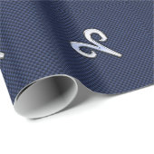 Silver Aries Zodiac Sign Blue Carbon Fiber Print Cadeaupapier (Rol Hoek)