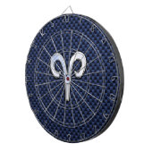 Silver Aries Zodiac Sign Blue Carbon Fiber Print Dartbord (Voorkant Rechts)