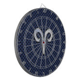 Silver Aries Zodiac Sign Blue Carbon Fiber Print Dartbord (Voorkant Links)