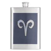 Silver Aries Zodiac Sign Blue Carbon Fiber Print Flacon (Voorkant)