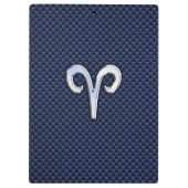 Silver Aries Zodiac Sign Blue Carbon Fiber Print Klembord (Achterkant)