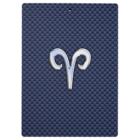 Silver Aries Zodiac Sign Blue Carbon Fiber Print Klembord (Achterkant)