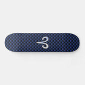 Silver Aries Zodiac Sign Blue Carbon Fiber Print Skateboard (Horizontaal)