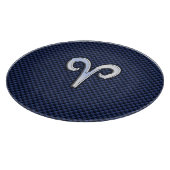 Silver Aries Zodiac Sign Blue Carbon Fiber Print Snijplank (Hoek)