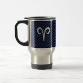 Silver Aries Zodiac Sign Navy Carbon Style Reisbeker (Links)