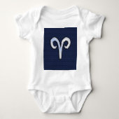 Silver Aries Zodiac Sign Navy Carbon Style Romper (Voorkant)