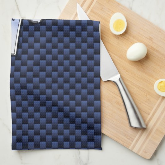 Silver Aries Zodiac Sign Navy Carbon Style Theedoek (Quarter Fold)