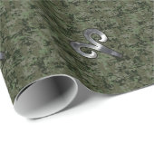 Silver Aries Zodiac Symbol Green Digital Camo Cadeaupapier (Rol Hoek)