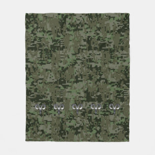 Silver Aries Zodiac-symbool op Green Digital Camo Fleece Deken