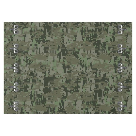 Silver Aries Zodiac-symbool op Green Digital Camo Tafelkleed (Voorkant (Horizontaal))