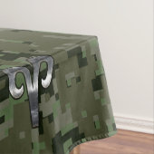 Silver Aries Zodiac-symbool op Green Digital Camo Tafelkleed (Voorbeeld)