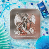 Silver Armor Dragon Sinaasappel 00e verjaardagsfee Papieren Bordje (Feest)