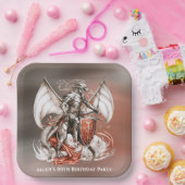 Silver Armor Dragon Sinaasappel 00e verjaardagsfee Papieren Bordje (Feest)