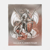 Silver Armor Dragon Sinaasappel Verjaardagsfeestge Fleece Deken (Voorkant)