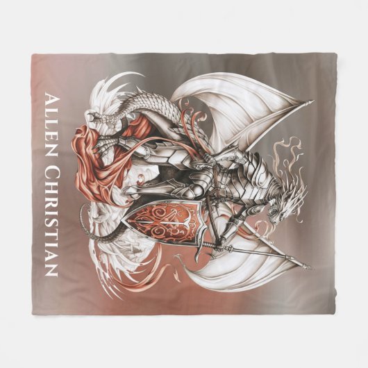 Silver Armor Dragon Sinaasappel Verjaardagsfeestge Fleece Deken (Voorkant (Horizontaal))