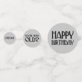 Silver Art Deco Birthday Phrases Confetti (Voorkanten)