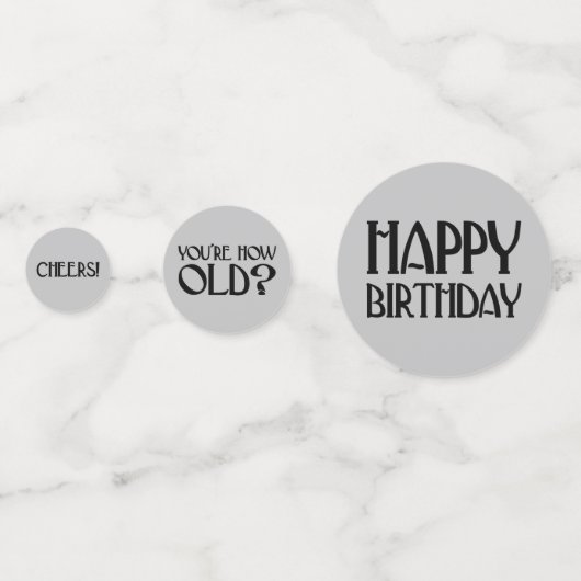 Silver Art Deco Birthday Phrases Confetti (Voorkanten)