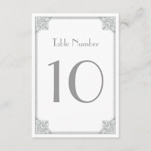 Silver Art Deco - Elegant Wedding Table Kaarten