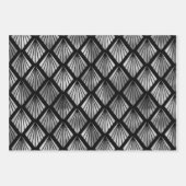Silver Art Deco Fans on Black Inpakpapier Vel (Voorkant 3)
