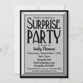 Silver Art Deco Foto Birthday Surprise Party Kaart (Voorkant)