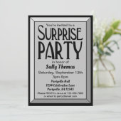 Silver Art Deco Foto Birthday Surprise Party Kaart (Staand voorkant)