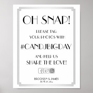 Silver Art Deco Gatsby Hashtag Sign 8x10 Poster