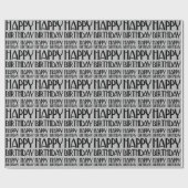 Silver Art Deco Happy Birthday Cadeaupapier (Vlak)