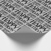 Silver Art Deco Happy Birthday Cadeaupapier (Hoek)