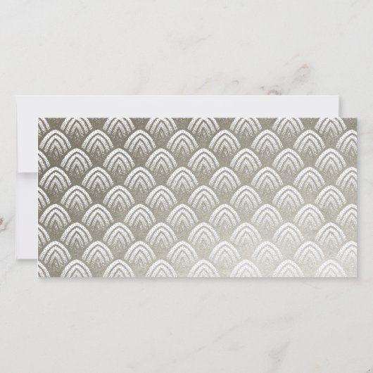 Silver Art Deco Pattern Afstuderen Foto Aankondiging (Achterkant)