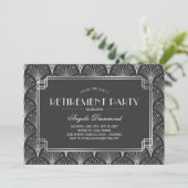 Silver Art Deco Retirement Party Kaart (Staand voorkant)