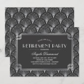 Silver Art Deco Retirement Party Kaart (Voorkant / Achterkant)