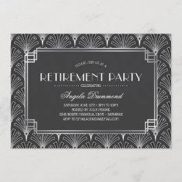 Silver Art Deco Retirement Party Kaart
