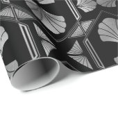 Silver Art Deco Shells op Black Cadeaupapier (Rol Hoek)