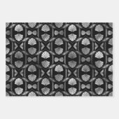 Silver Art Deco Shells op Black Inpakpapier Vel (Voorkant 3)