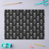 Silver Art Deco Style Flowers op Black Decoupage Tissuepapier (Craft)