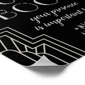 Silver Art Deco Weddenschap Editable Guest Book Poster (Hoek)