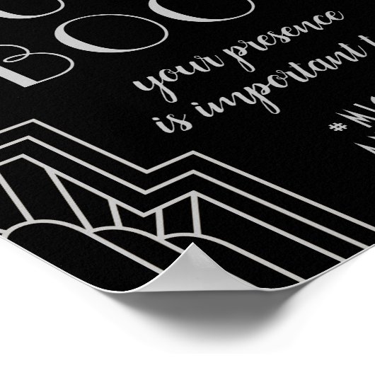 Silver Art Deco Weddenschap Editable Guest Book Poster (Hoek)