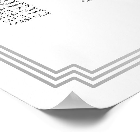 Silver Art Deco Wedding Seating Chart Poster (Hoek)