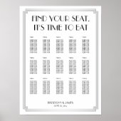 Silver Art Deco Wedding Seating Chart Poster (Voorkant)