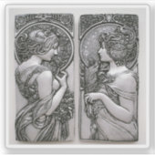 Silver, Art nouveau, design, vrouwen, Mucha, beaut Sticker (Voorkant)