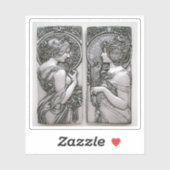 Silver, Art nouveau, design, vrouwen, Mucha, beaut Sticker (Vel)
