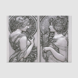 Silver, Art nouveau, design, vrouwen, Mucha, beaut Tissuepapier