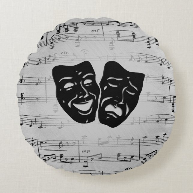 Silver Art verenigt bioscoopmaskers Rond Kussen (Voorkant)