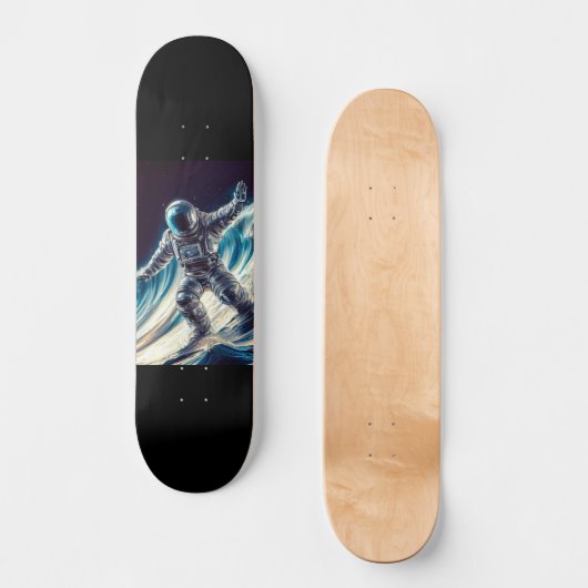 SILVER ASTRONAUT SURFING THE VAULT CELESTIAL PERSOONLIJK SKATEBOARD (Voorkant)