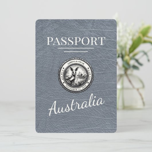 Silver Australia Passport Bewaar de datum Save The Date (Staand voorkant)