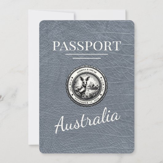 Silver Australia Passport Bewaar de datum Save The Date (Voorkant)