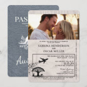 Silver Australia Passport Wedding Kaart (Voorkant / Achterkant)