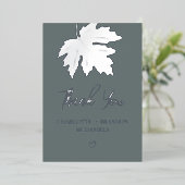 Silver Autumn Maple Leaf Weddenschap Bedankt Folie Uitnodiging (Staand Voorkant)