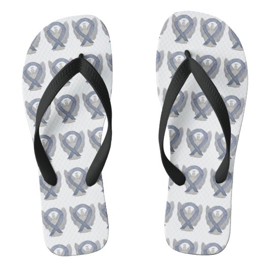 Silver Awareness Ribbon Angel - Aangepaste Teensli Teenslippers (Voetbed)