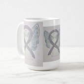 Silver Awareness Ribbon Angel Art Mok (Voorkant links)